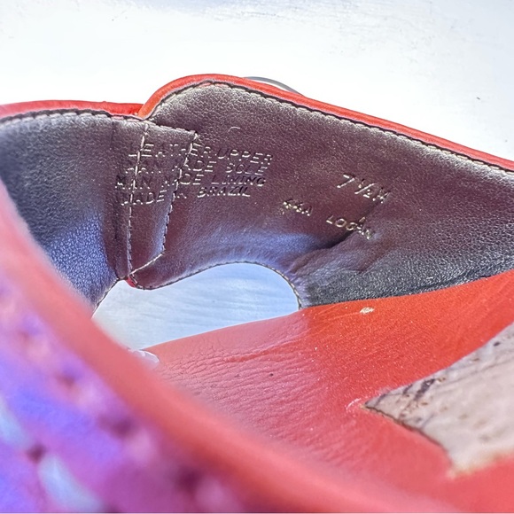 Antonio Melani Logan Orange Leather Cork Wedge Sandals Slides Women's Size 7.5 M - Picture 12 of 13